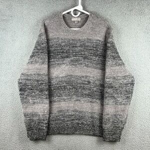 Barefoot Dreams Men's XXL CozyChic Ombre Pullover Dark Grey Striped Sweater